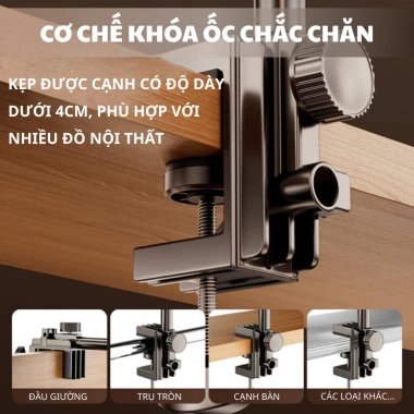 Kẹp điện thoại, giá đỡ iPad, máy tính bảng xoay 360 - Gắn bàn, xem phim, livestream, học online, 75k