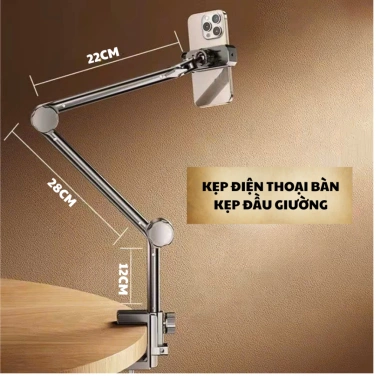 Kẹp điện thoại, giá đỡ iPad, máy tính bảng xoay 360 - Gắn bàn, xem phim, livestream, học online, 75k