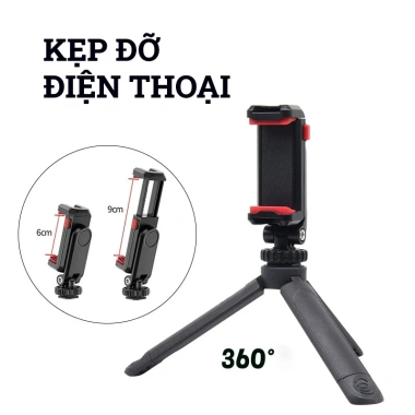 Kẹp điện thoại ST-06S xoay 360 độ linh hoạt, 2 đầu ngàm gắn máy ảnh - Quay video, chụp ảnh, giá chỉ 119.000 VND