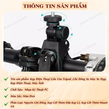 Kẹp Điện Thoại Tripod Đa Năng Livestream Ghi Hành Trình Xe Máy - 39.000đ 3