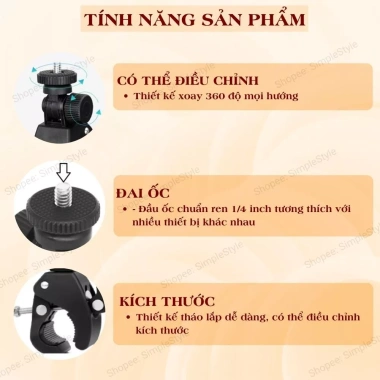 Kẹp Điện Thoại Tripod Đa Năng Livestream Ghi Hành Trình Xe Máy - 39.000đ 4