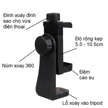 Kẹp điện thoại xoay 360 cho Tripod livestream - Giá chỉ 15.000 VND, giảm từ 18.300 VND, ổn định dễ lắp đặt
