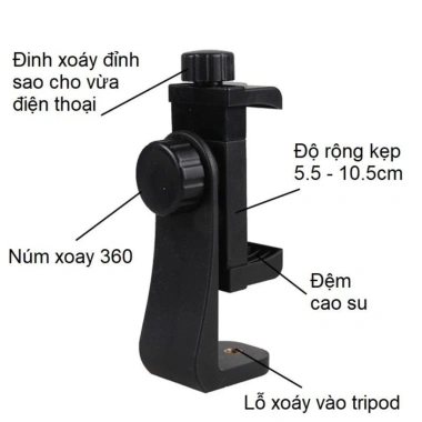 Kẹp Điện Thoại xoay 360 gắn Tripod - Chân máy ảnh tiện dụng, giá 17.000 4