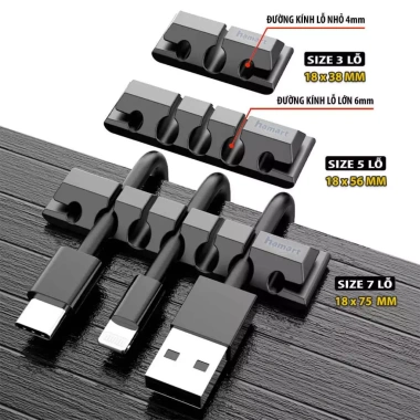 Kẹp Giữ Dây Cáp Hamart Siêu Dính Acrylic - Cố Định Dây Sạc Điện Thoại & Laptop, Chống Rối, Giá 9.900₫