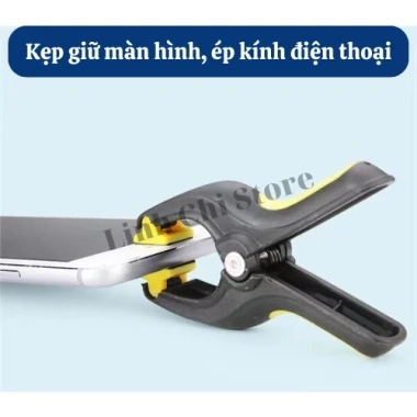 Kẹp giữ màn hình điện thoại màu đen - ép kính bảo vệ, chắc chắn, giá 18.000đ