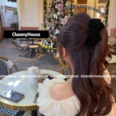 Kẹp làm phồng tóc nơ nhung đen HNH 4 size - Phù hợp mọi độ dày, 130k - ChannyHouse