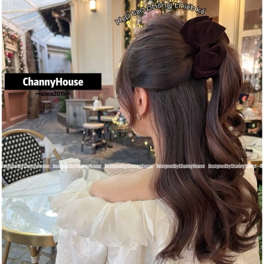 Kẹp làm phồng tóc nơ nhung đen HNH 4 size - Phù hợp mọi độ dày, 130k - ChannyHouse