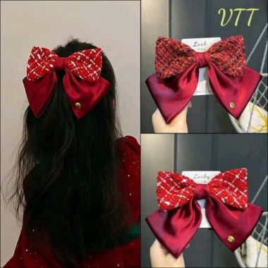 Kẹp nơ dạ đỏ cho bé gái - Thiết kế dễ thương, giá chỉ 29.400đ, giảm 30%