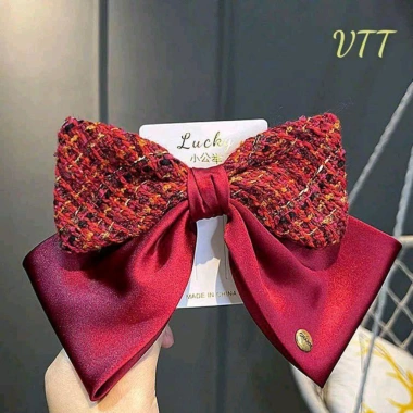 Kẹp nơ dạ đỏ cho bé gái - Thiết kế dễ thương, giá chỉ 29.400đ, giảm 30%