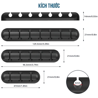 Kẹp Silicon Keo 3M Tự Dính D15 – Giữ dây sạc, tai nghe, cáp gọn, chỉ 11.900₫ 3