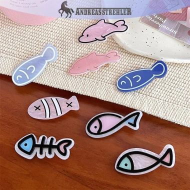 Kẹp tóc barrettes xương cá Hàn Quốc Onetimingfine – Cá heo hoạt hình mùa hè ngộ nghĩnh 9