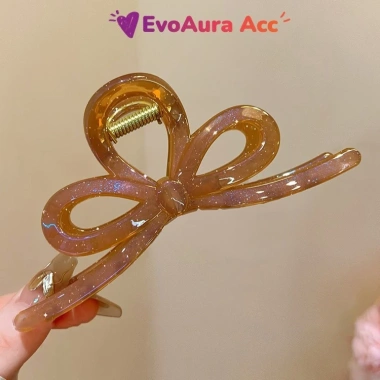 Kẹp tóc cá mập Hàn Quốc 13cm Nơ ngọc trai lớn chuẩn loại 1 giữ chắc