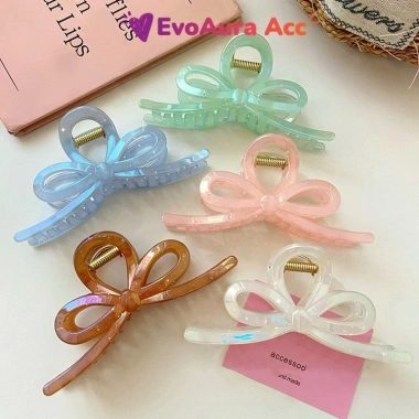 Kẹp tóc cá mập Hàn Quốc 13cm Nơ ngọc trai lớn chuẩn loại 1 giữ chắc