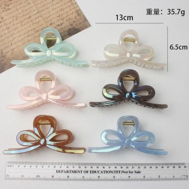 Kẹp tóc cá mập Hàn Quốc 13cm Nơ ngọc trai lớn chuẩn loại 1 giữ chắc