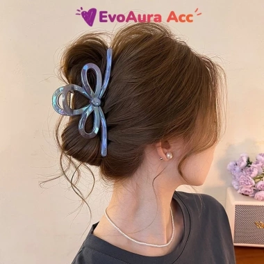 Kẹp tóc cá mập Hàn Quốc 13cm Nơ ngọc trai lớn chuẩn loại 1 giữ chắc