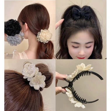 Kẹp tóc càng cua 3 răng cho búi tròn nữ – Đính nơ và hoa, tiện lợi, dễ dùng, giá chỉ 20.200đ