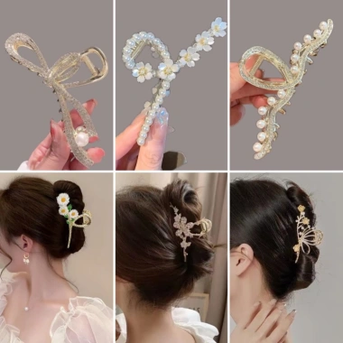 Kẹp tóc càng cua kim loại sang trọng, đính đá tinh xảo giá ưu đãi 32.000₫ 2