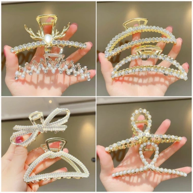 Kẹp tóc càng cua kim loại sang trọng, đính đá tinh xảo giá ưu đãi 32.000₫ 3