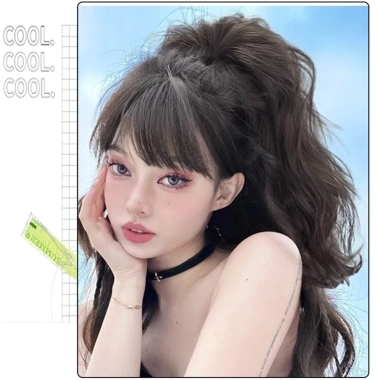 Kẹp tóc công chúa Y2K 40cm lông tơ sóng cao, đuôi ngựa xoăn nửa buộc, nối dài, giảm giá 52.066 VND
