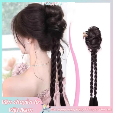 Kẹp tóc giả 60cm Cô Gái Tự Nhiên Lông Tơ Hoa Bud Bóng Bím Đuôi Ngựa Xoắn Bím - 70.584 VND