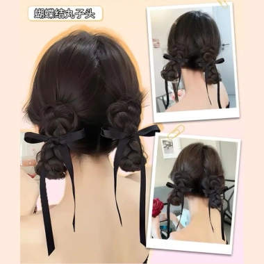 Kẹp tóc giả tết 2 bên, nơ đính ruy băng phong cách nữ tính - Giá ưu đãi 51.000₫ 5