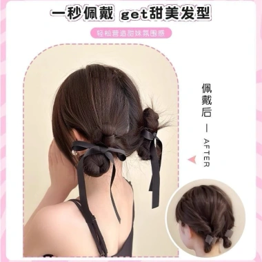Kẹp tóc giả tết 2 bên, nơ đính ruy băng phong cách nữ tính - Giá ưu đãi 51.000₫ 7