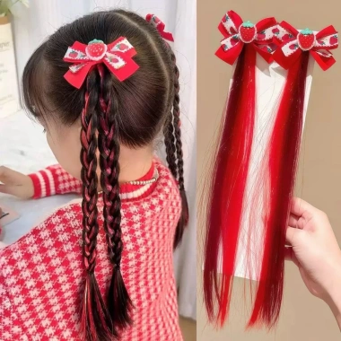 Kẹp tóc giả tết cho bé Đầu tóc màu rực rỡ, siêu bền, dễ đeo, giá chỉ 32.000đ