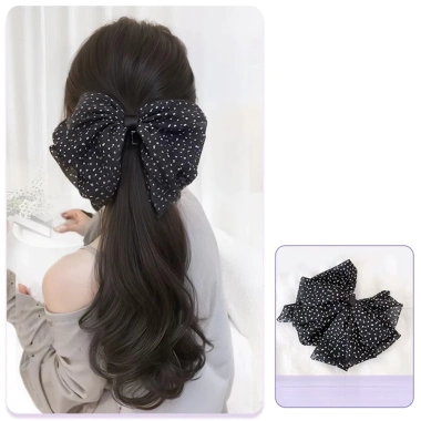 Kẹp Tóc Giả Tự Nhiên Nơ Xoăn, Kiểu Bện Đuôi Ngựa Mềm Mại - Giá 81.400 VND