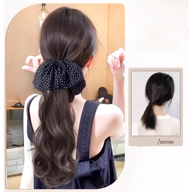 Kẹp Tóc Giả Tự Nhiên Nơ Xoăn, Kiểu Bện Đuôi Ngựa Mềm Mại - Giá 81.400 VND 5 Kẹp Tóc Giả Tự Nhiên Nơ Xoăn, Kiểu Bện Đuôi Ngựa Mềm Mại - Giá 81.400 VND 5
