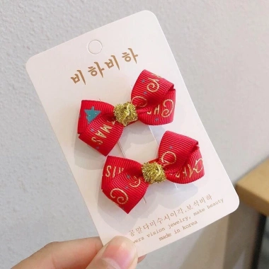 Kẹp tóc Giáng Sinh cho mèo 2 chiếc - Chọn kẹp hoặc dây buộc, ưu đãi Năm Mới