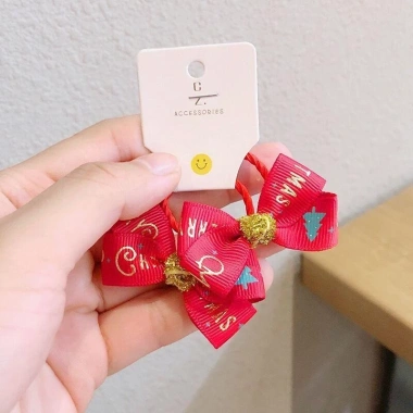 Kẹp tóc Giáng Sinh cho mèo 2 chiếc - Chọn kẹp hoặc dây buộc, ưu đãi Năm Mới