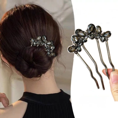 Kẹp tóc gợn sóng bướm pha lê 4 ngón phụ kiện tóc nữ sang trọng giảm còn 8.000đ