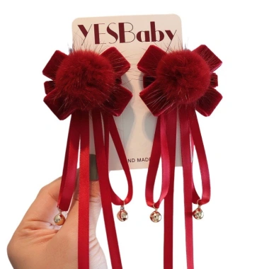 Kẹp tóc Hanfu lễ hội năm mới trẻ em - nơ nhung pom-pom, máy phát nhạc Trung Quốc, công chúa 115.668₫ 5