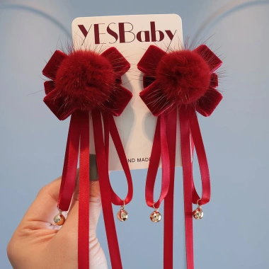 Kẹp tóc Hanfu lễ hội năm mới trẻ em - nơ nhung pom-pom, máy phát nhạc Trung Quốc, công chúa 115.668₫ 6
