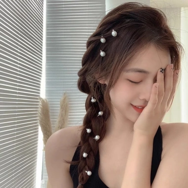 Kẹp tóc hạt bạc Y2K - Cặp nơ thời trang cá tính, giảm còn 21.000đ