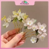 Kẹp tóc hình chữ U màu xám hoa sườn – Phong cách Trung Hoa cổ điển, phụ kiện Hanfu sang trọng 3