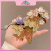 Kẹp tóc hình chữ U màu xám hoa sườn – Phong cách Trung Hoa cổ điển, phụ kiện Hanfu sang trọng 4