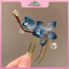 Kẹp tóc hình chữ U màu xám hoa sườn – Phong cách Trung Hoa cổ điển, phụ kiện Hanfu sang trọng 8