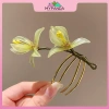Kẹp tóc hình chữ U màu xám hoa sườn – Phong cách Trung Hoa cổ điển, phụ kiện Hanfu sang trọng 10