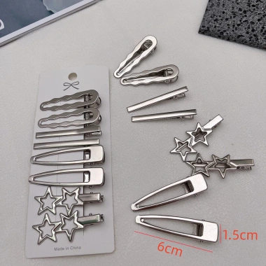 Kẹp tóc hình học kim loại bạc 8 chiếc - teen, giao nhanh, giá 37.400₫