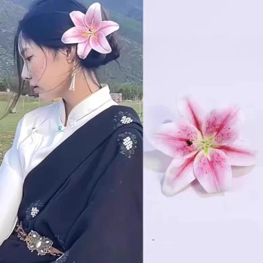 Kẹp Tóc Hoa Huệ Màu Hồng Chuyển Màu - Phụ Kiện Thời Trang Nữ Tiện Lợi Giá Ưu Đãi 10