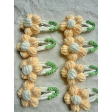 Kẹp tóc hoa len năm cánh handmade pastel Hàn Quốc - xinh xắn, giá 15.000 VND 6