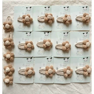 Kẹp tóc hoa len năm cánh handmade pastel Hàn Quốc - xinh xắn, giá 15.000 VND 7