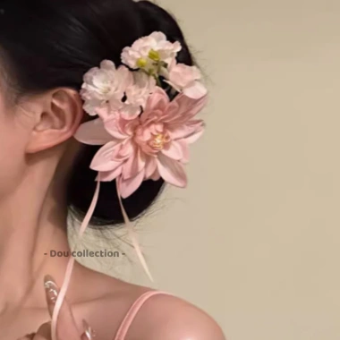 Kẹp tóc hoa unisex nụ hoa nhỏ xinh, dây nhẹ, áo dài chụp ảnh lễ tết - 20.000đ