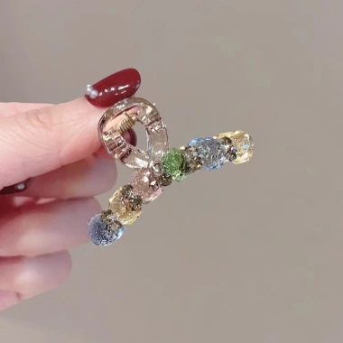 Kẹp tóc Influencer thời trang màu nâu pha lê ánh sáng sang trọng, đầu lưng cao cấp xuân hè