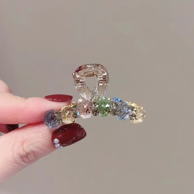 Kẹp tóc Influencer thời trang màu nâu pha lê ánh sáng sang trọng, đầu lưng cao cấp xuân hè