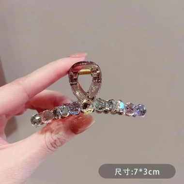 Kẹp tóc Influencer thời trang màu nâu pha lê ánh sáng sang trọng, đầu lưng cao cấp xuân hè