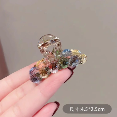Kẹp tóc Influencer thời trang màu nâu pha lê ánh sáng sang trọng, đầu lưng cao cấp xuân hè