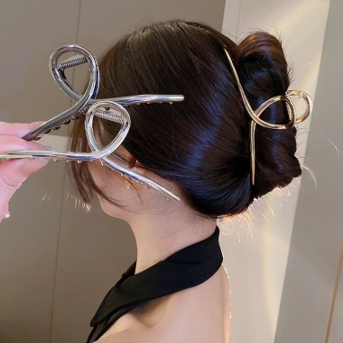 Kẹp tóc kim loại cỡ lớn màu vàng bạc phong cách Hàn Quốc - Giá ưu đãi 24.999đ