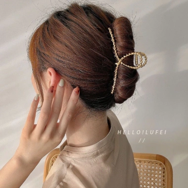 Kẹp tóc kim loại cỡ lớn màu vàng bạc phong cách Hàn Quốc - Giá ưu đãi 24.999đ